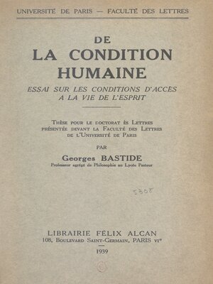 cover image of De la condition humaine